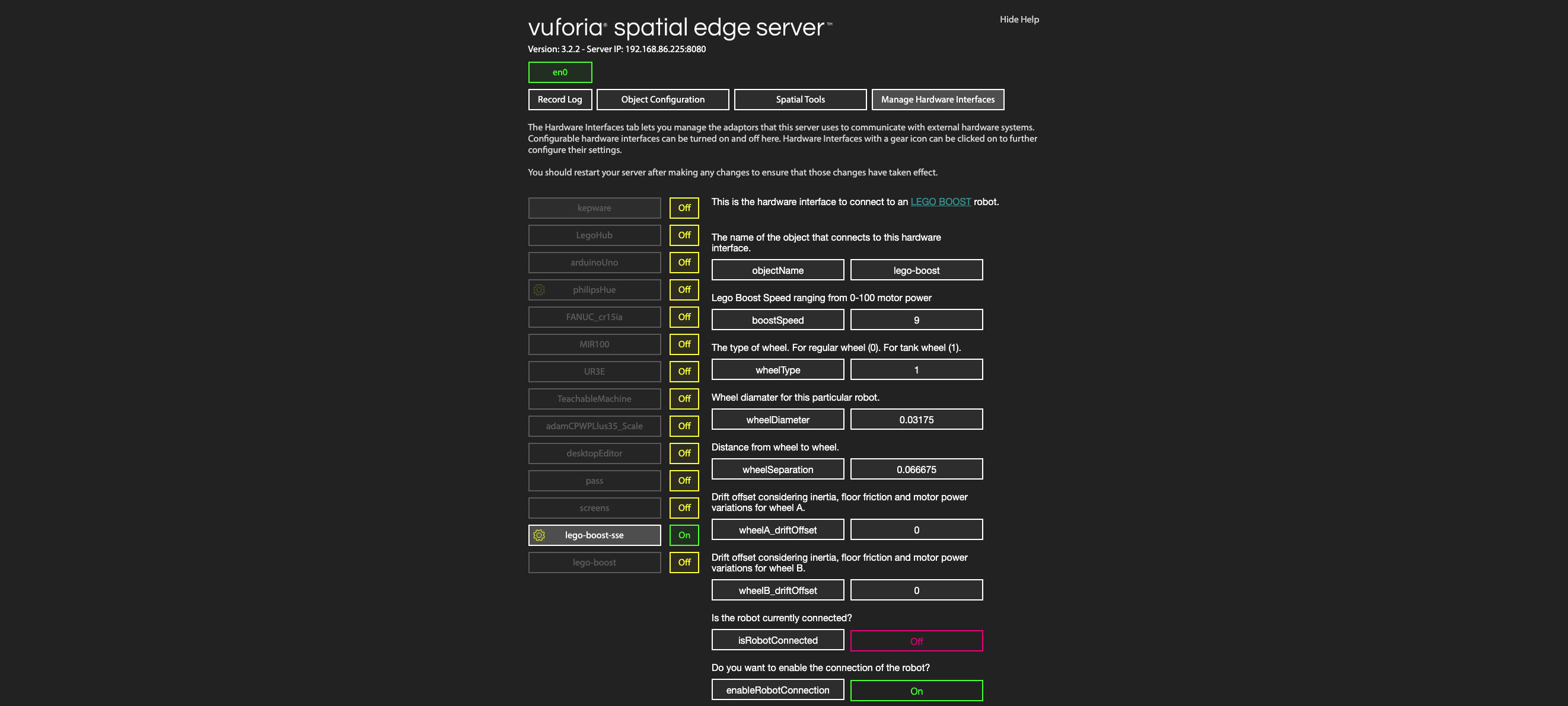 Image of server interface